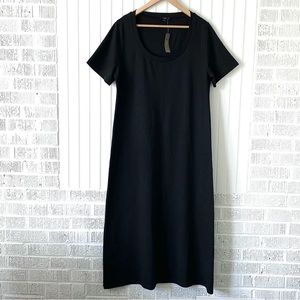 NWT J. Crew Black T-Shirt Midi Dress, Size: XL